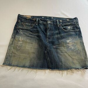 Polo Ralph Lauren VTG Distressed Destroyed Denim Skirt Size 30